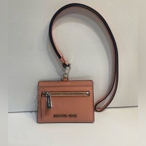 NWOT Michael Kors Leather Lanyard ID wallet in pink